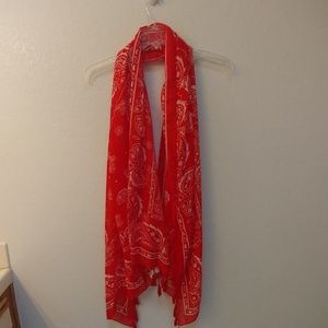 Red and white long scarf